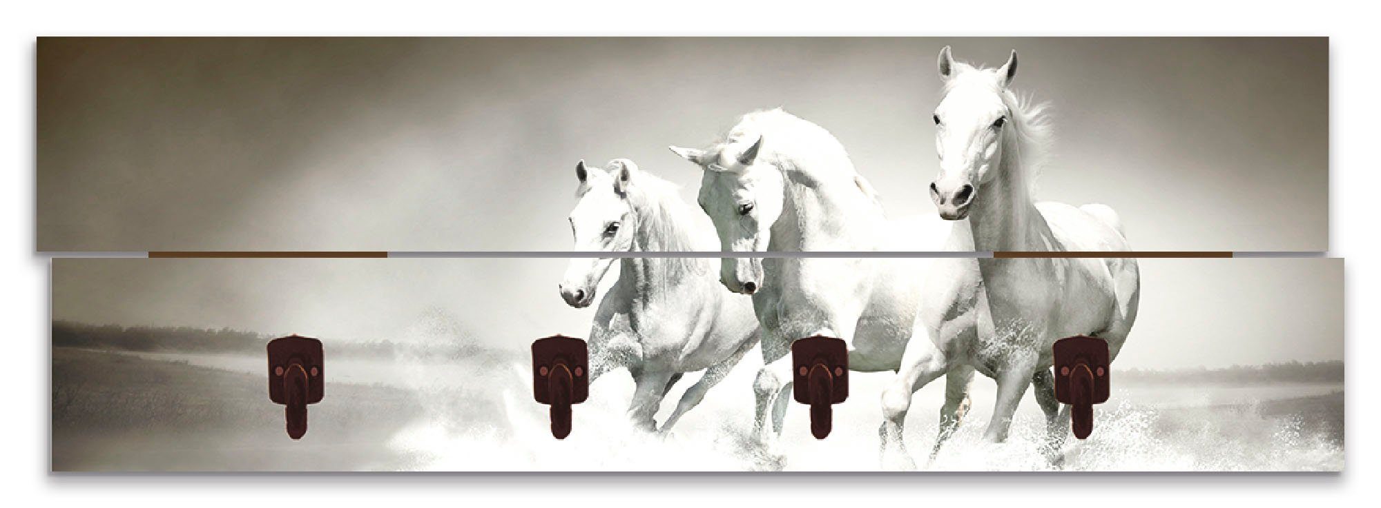 Artland Garderobenleiste Herde von weißen Pferden, teilmontiert
