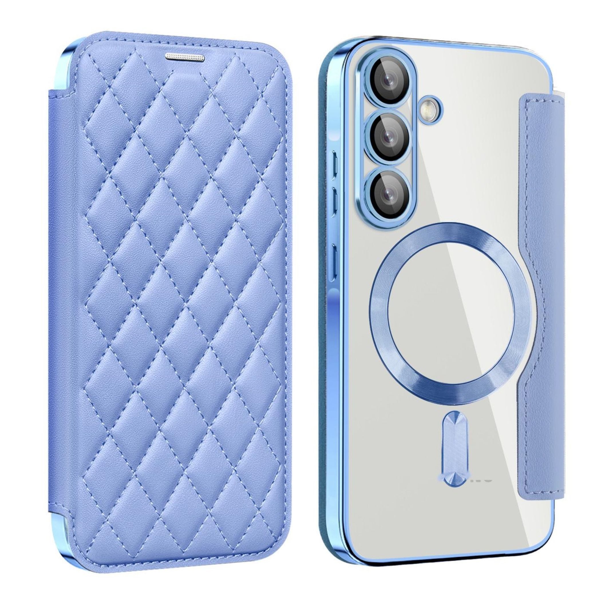 Wigento Handyhülle MagSafe für Samsung Galaxy A57 / A37 5G Kunstleder RFID Schutz H- Blau 6,7 Zoll, MagSafe, RFID Schutz, Standfunktion