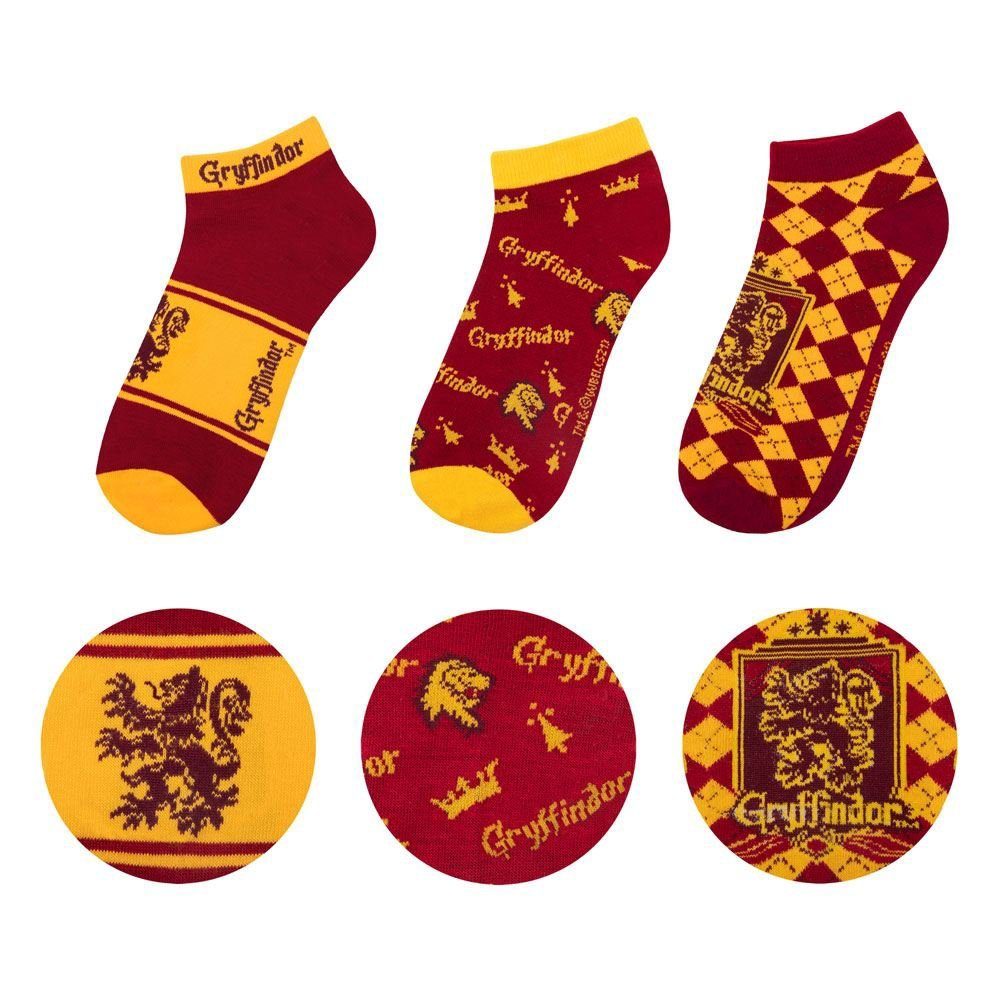 Cinereplicas Kostüm Gryffindor Knöchelsocken 3er-Pack, Zauberhaft weiche Knöchelsocken für jeden waschechten Harry Potter F