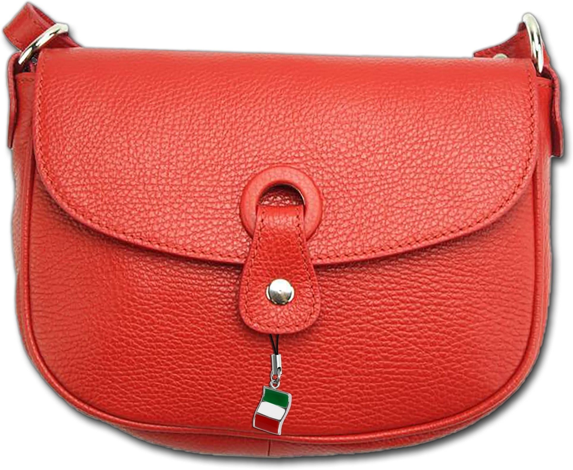 FLORENCE Umhängetasche Florence Leder Damen Handtasche rot (Umhängetasche,  Umhängetasche), Damen Tasche Echtleder rot, Made-In Italy
