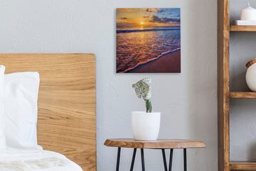 OneMillionCanvasses® Leinwandbild Meer - Strand - Sonnenuntergang - Wolken - Horizont, (1 St), Leinwand Bilder für Wohnzimmer Schlafzimmer