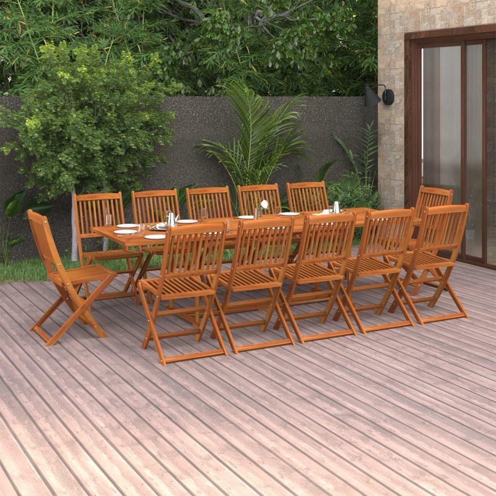 vidaXL Garten-Essgruppe 13-tlg. Garten-Essgruppe 280x90x75 cm Massivholz, (12-tlg)