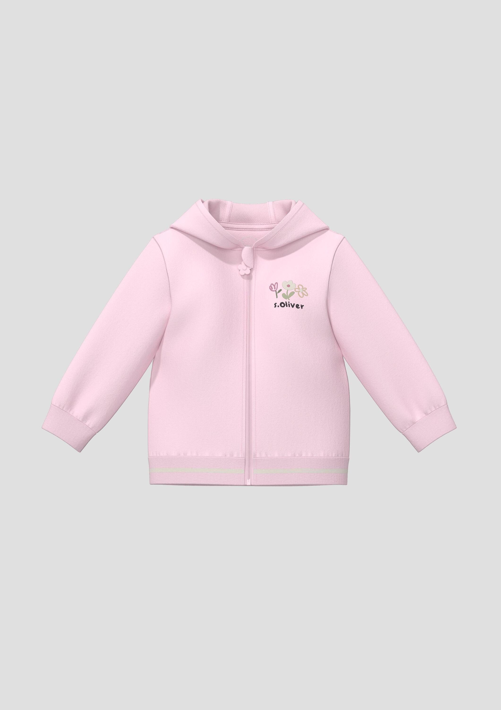 s.Oliver Sweatjacke Sweatshirt Jacke Unisex Sweatshirt-Jacke mit Kapuze und Motiv