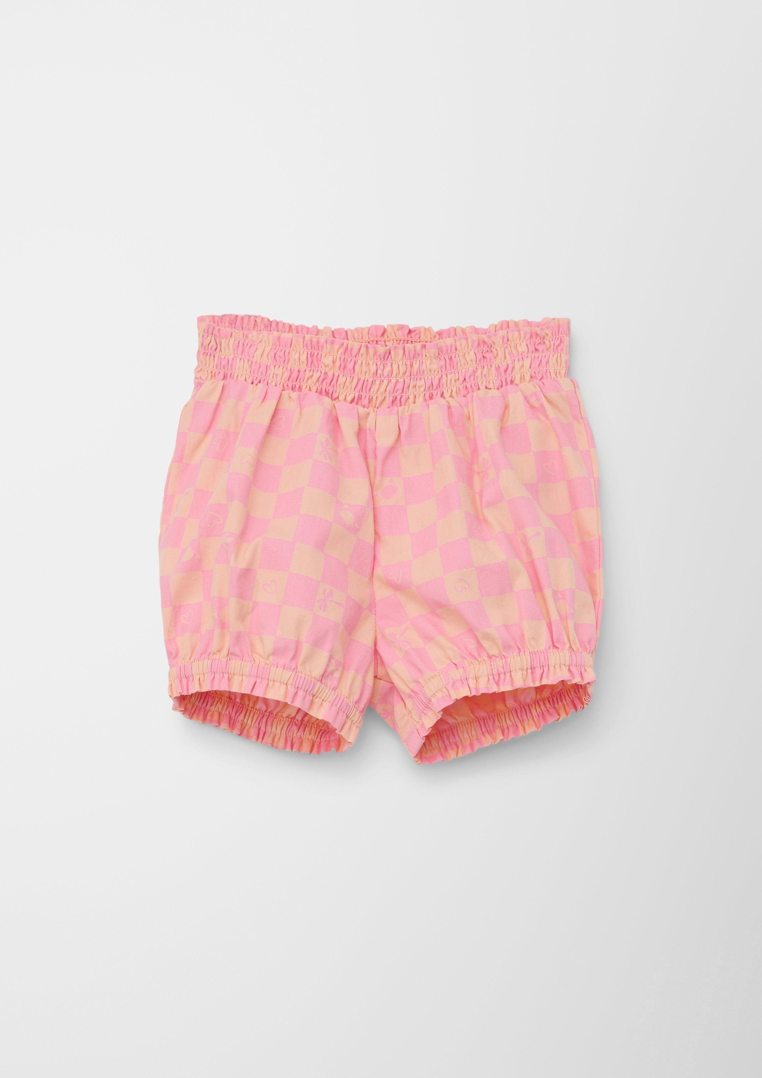 s.Oliver Stoffhose Short aus rosa Raffung Smok-Detail, Popeline