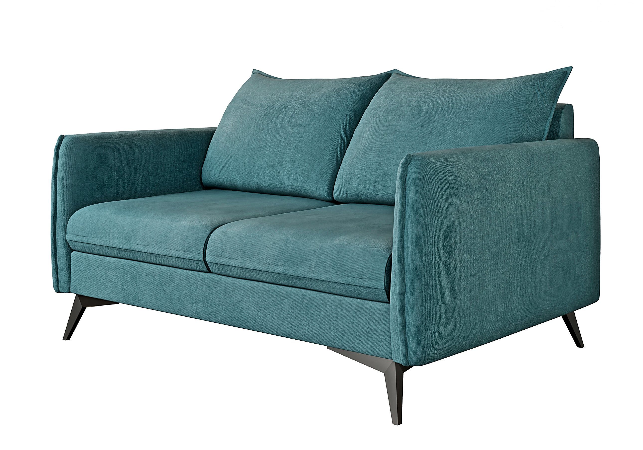 Modernes Sofa S-Style Wellenfederung Möbel Füßen, Schwarz Azalea Türkis mit mit 2-Sitzer Metall