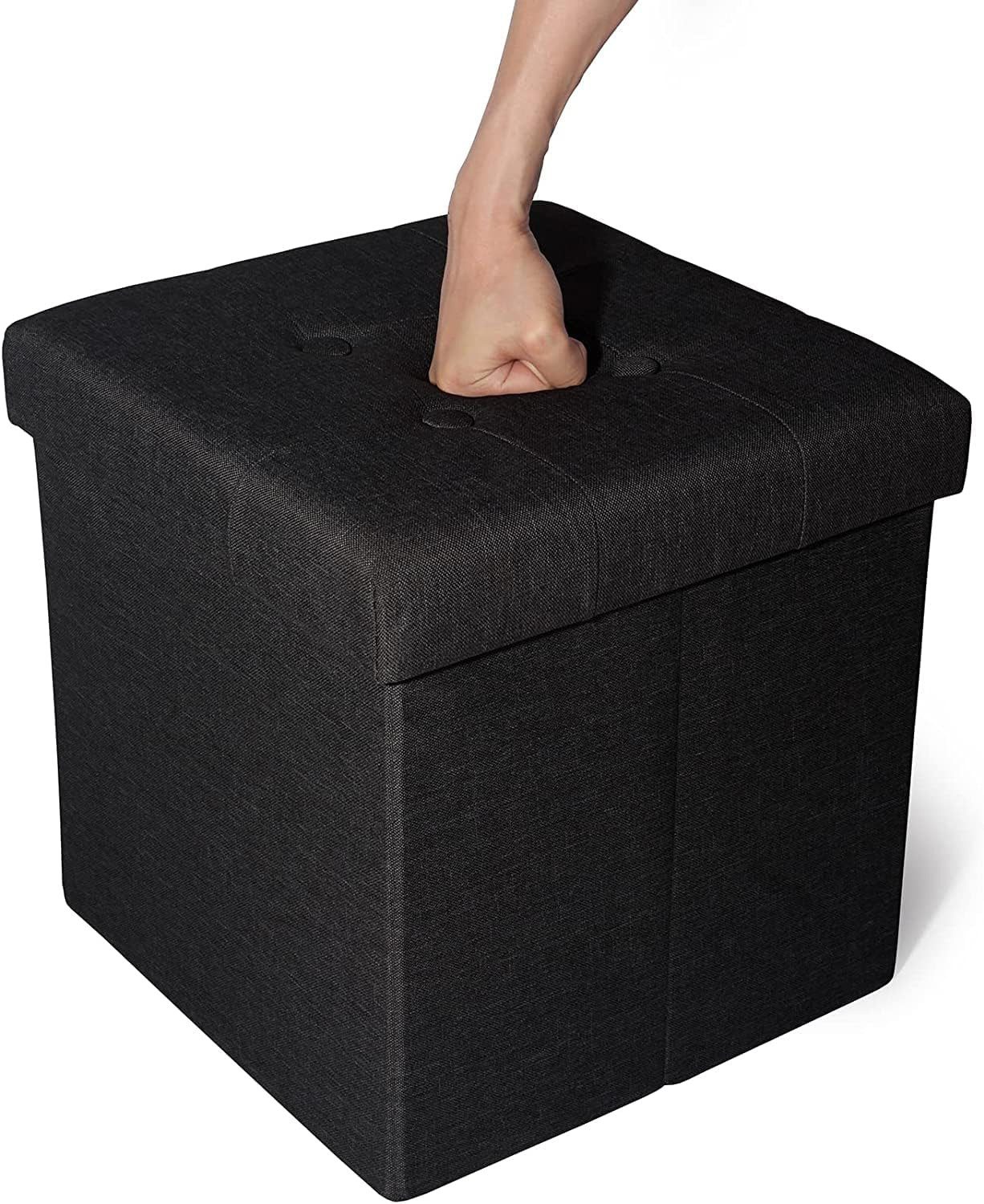 Zedelmaier Sitzbank mit Stauraum Fußbank klappbare Aufbewahrungsbox aus Leinen, belastbar bis 300 kg, als Fußbank, Nachttisch oder Sitzwürfel – Bild 4 von 5
