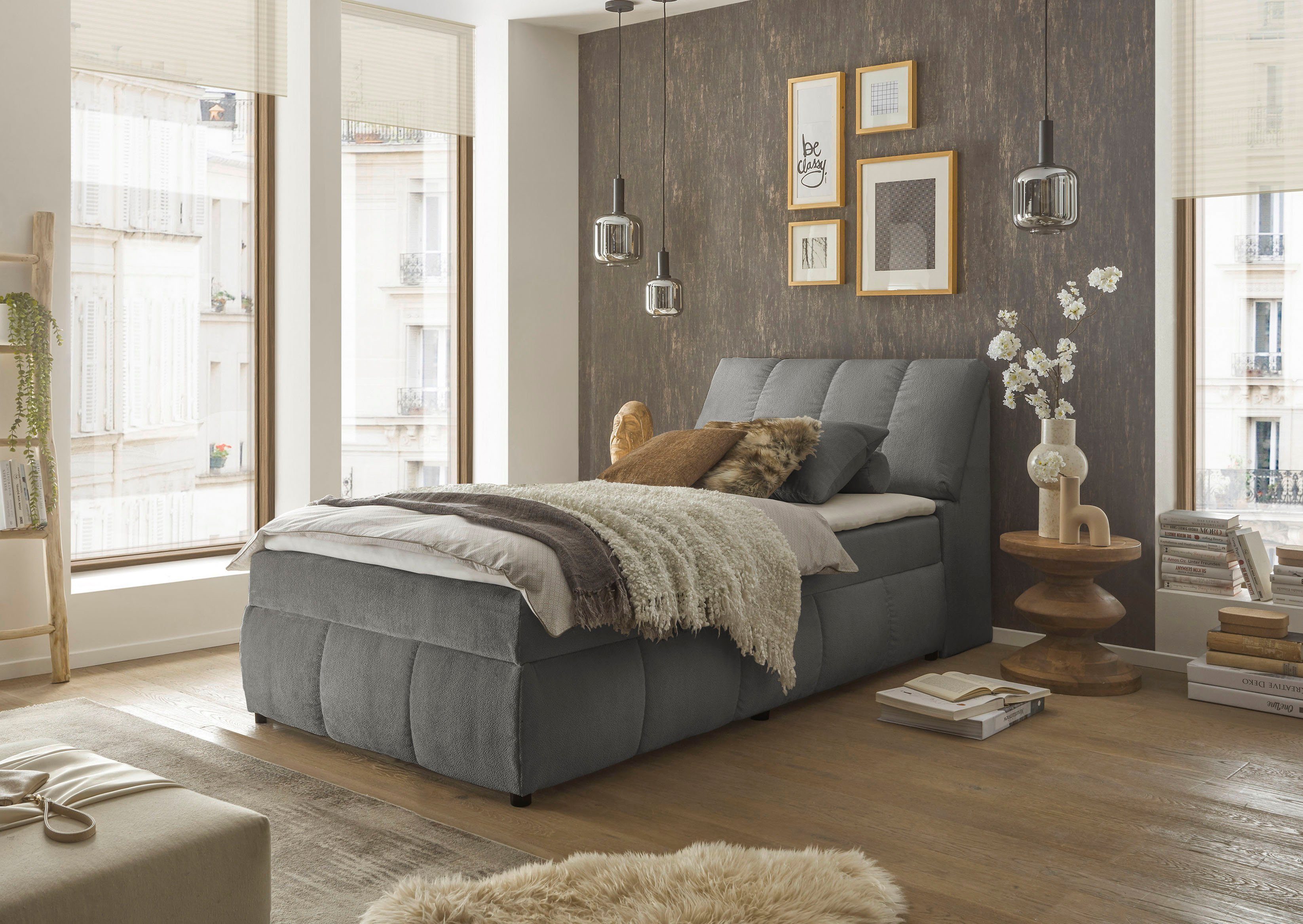 ED EXCITING DESIGN Boxbett Valencia, inkl. Bettkasten und Stauraum im Kopfteil