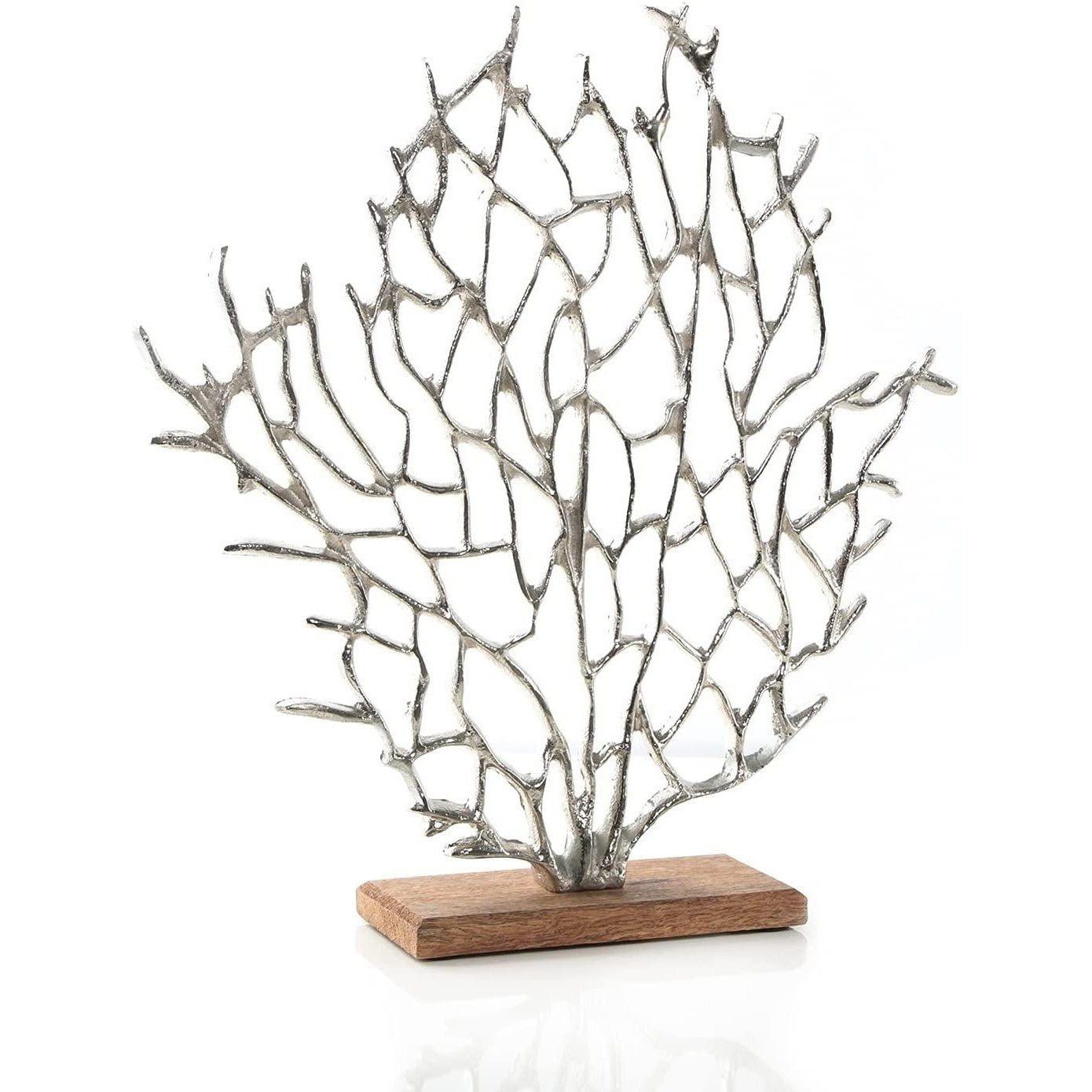 Logbuch-Verlag Dekofigur Maritime Dekofigur Seegras Koralle aus Metall auf Holzsockel - 41 cm