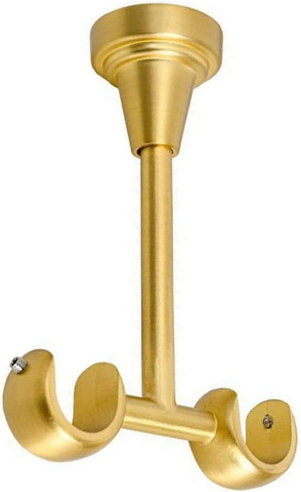 MDEKOR Gardinenstangenhalter für Gardinenstange 19 mm, Deckenträger 2-läufig Messing Gold R-TYP