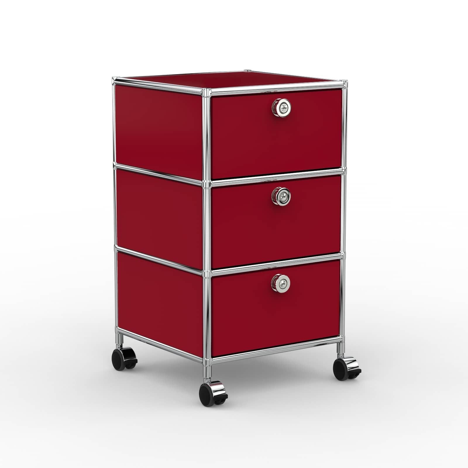 Versee Rollcontainer Büro-Aktencontainer, Metall, 40 cm, 3 Schubladen, Farbauswahl, (Schubladencontainer für Büro und Home-Office, 1 Rollcontainer), Robust und langlebig, 50kg belastbar