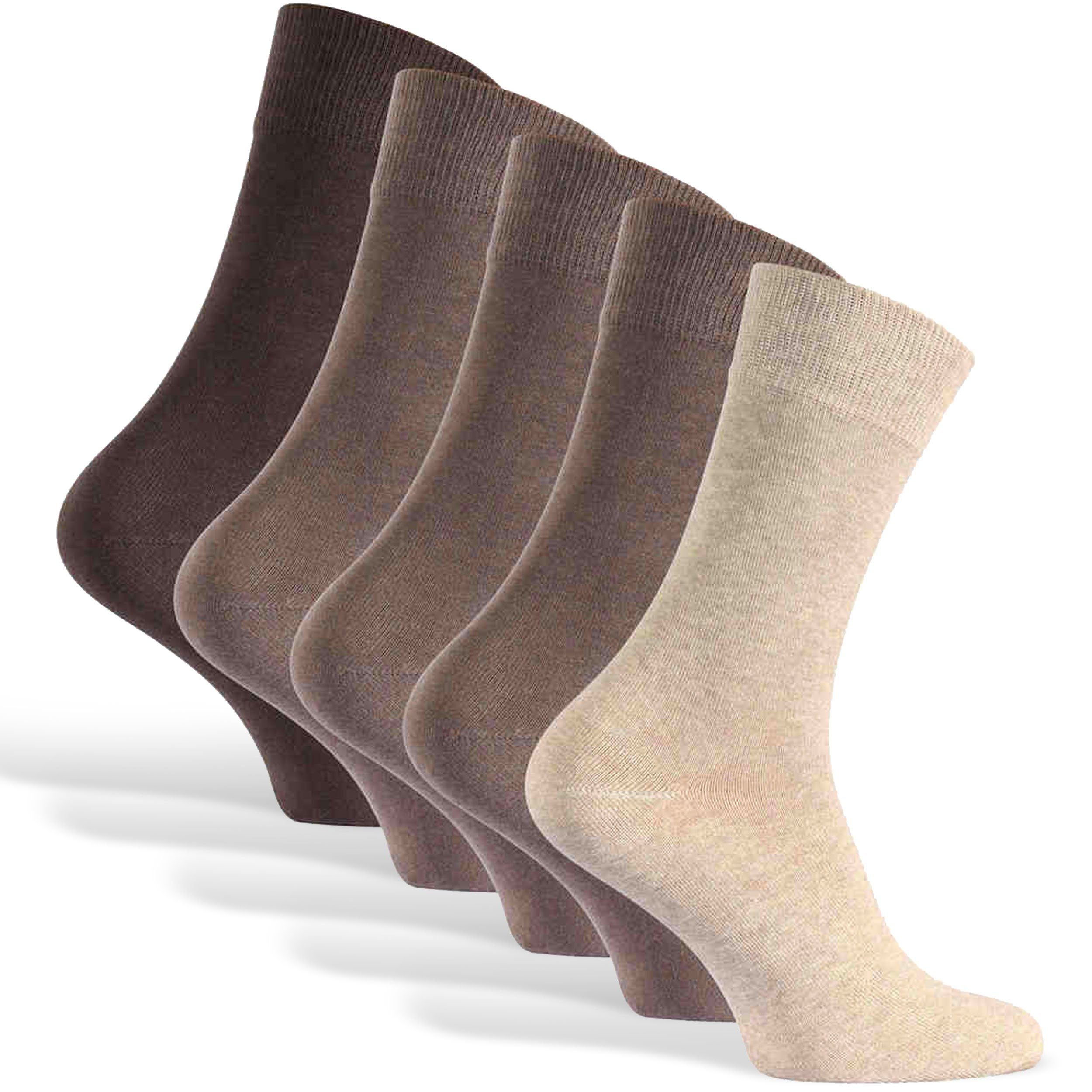Reslad Langsocken Reslad Business Socken (10 Paar) Damen & Herren bequeme Baumwolle (10-Paar) Herrensocken ohne drückende Naht brauntöne