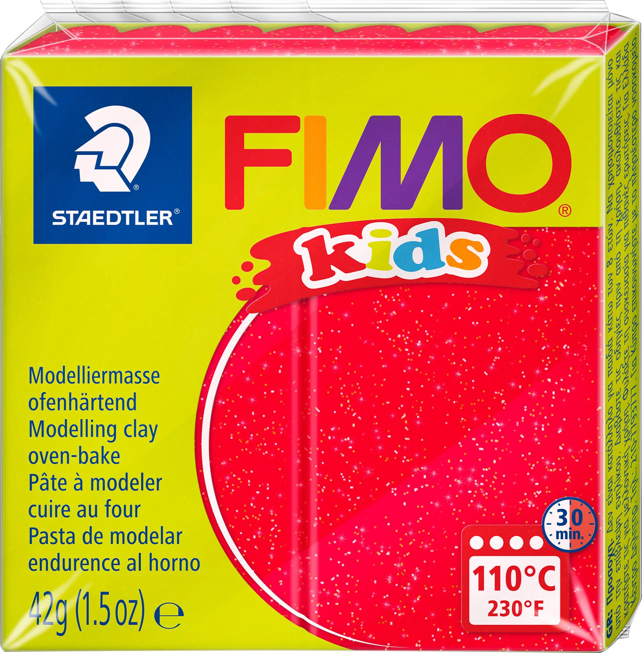 FIMO Modelliermasse kids, 42 Glitter-Rot g