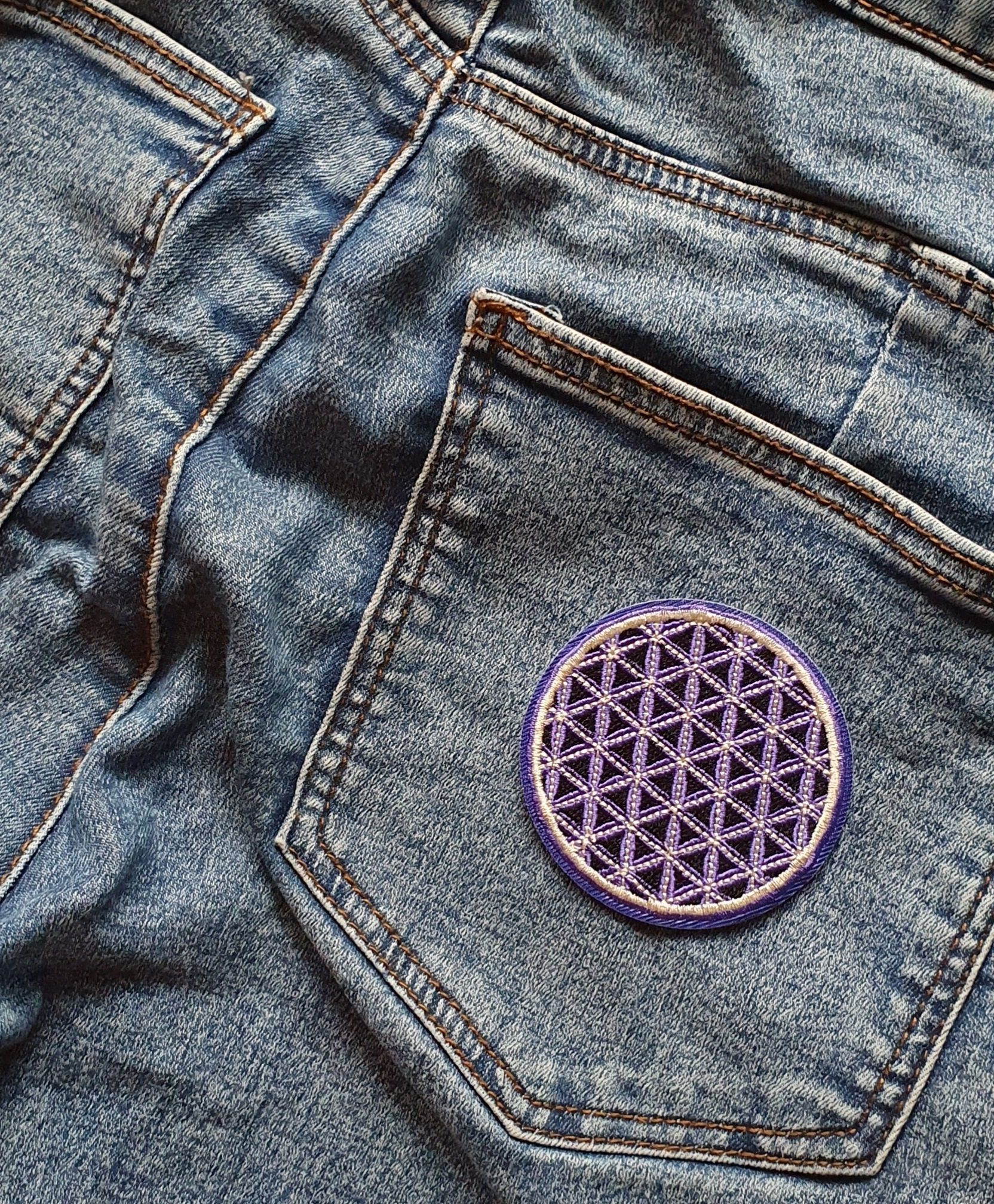 everest 1953 Aufnäher 2 x Lebensblume gestickt Aufbügler Blume des Lebens NEPAL, gestickt, Bügelaufkleber, Waschmaschinen geeignet