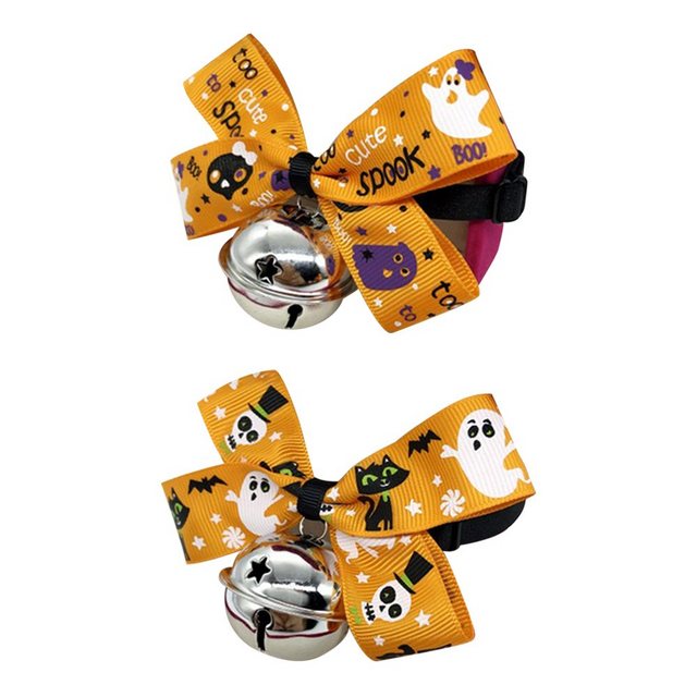 GelldG Katzen-Halsband 2 Stücke Halloween Katzen Halsband mit Glocke und Fliege Verstellbar