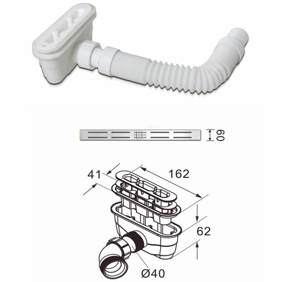 duschspa Ablaufgarnitur Ablaufgarnitur + Ablaufschlauch für Dusche Duschtasse Duschwanne (Set)