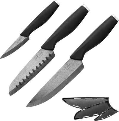 SILBERTHAL Messer-Set Keramikmesser Set 3 Stk - Chefmesser, Santokumesser, Schälmesser