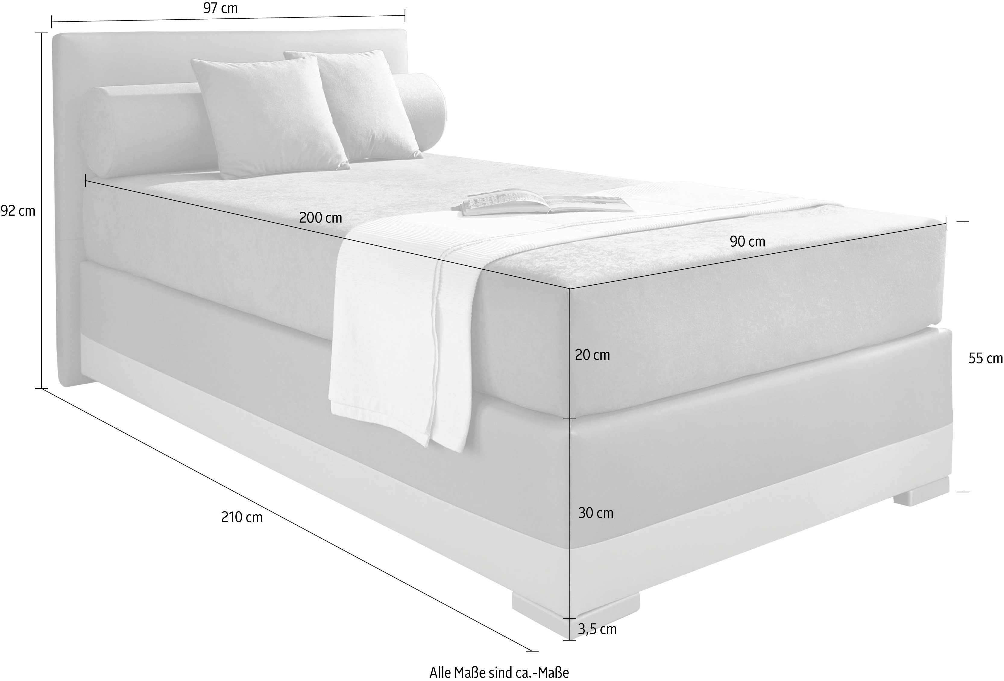 Lago, H2 H3 in 3 Boxspringbett Matratzenarten, oder verschiedenen Maintal