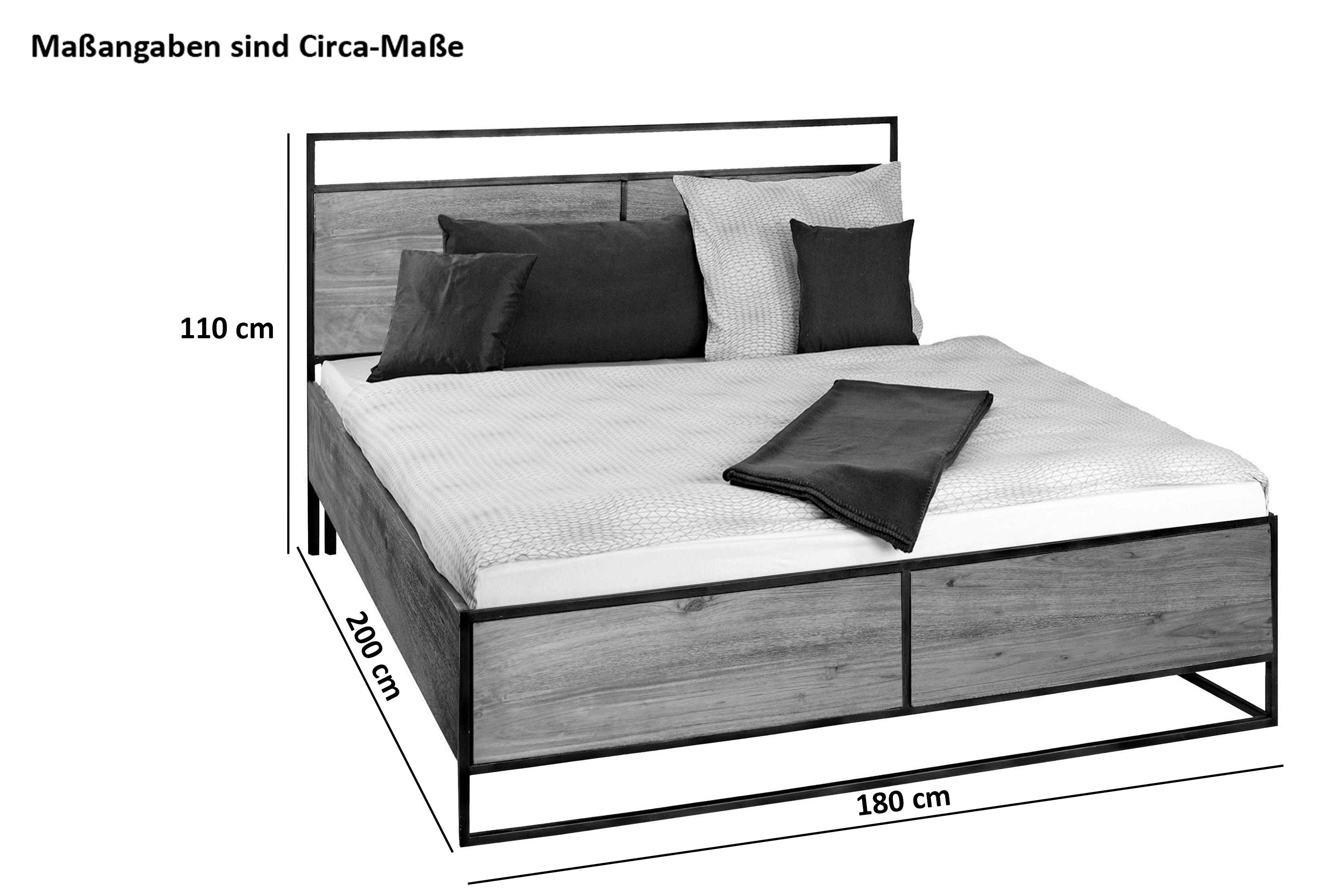 SAM® Holzbett Finn, massives Akazienholz, mit Metallrahmen, optimaler Liegekomfort