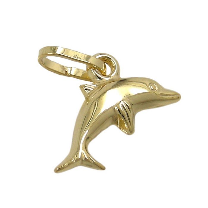 Schmuck Krone Kettenanhänger Anhänger Kettenanhänger Delfin aus 375 Gold Gelbgold klein & fein Goldanhänger Gold 375