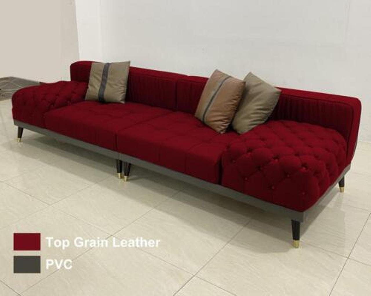 JVmoebel 4-Sitzer, Chesterfield Big Sofa Luxus Möbel Couch Polster Sofas Neu Rot