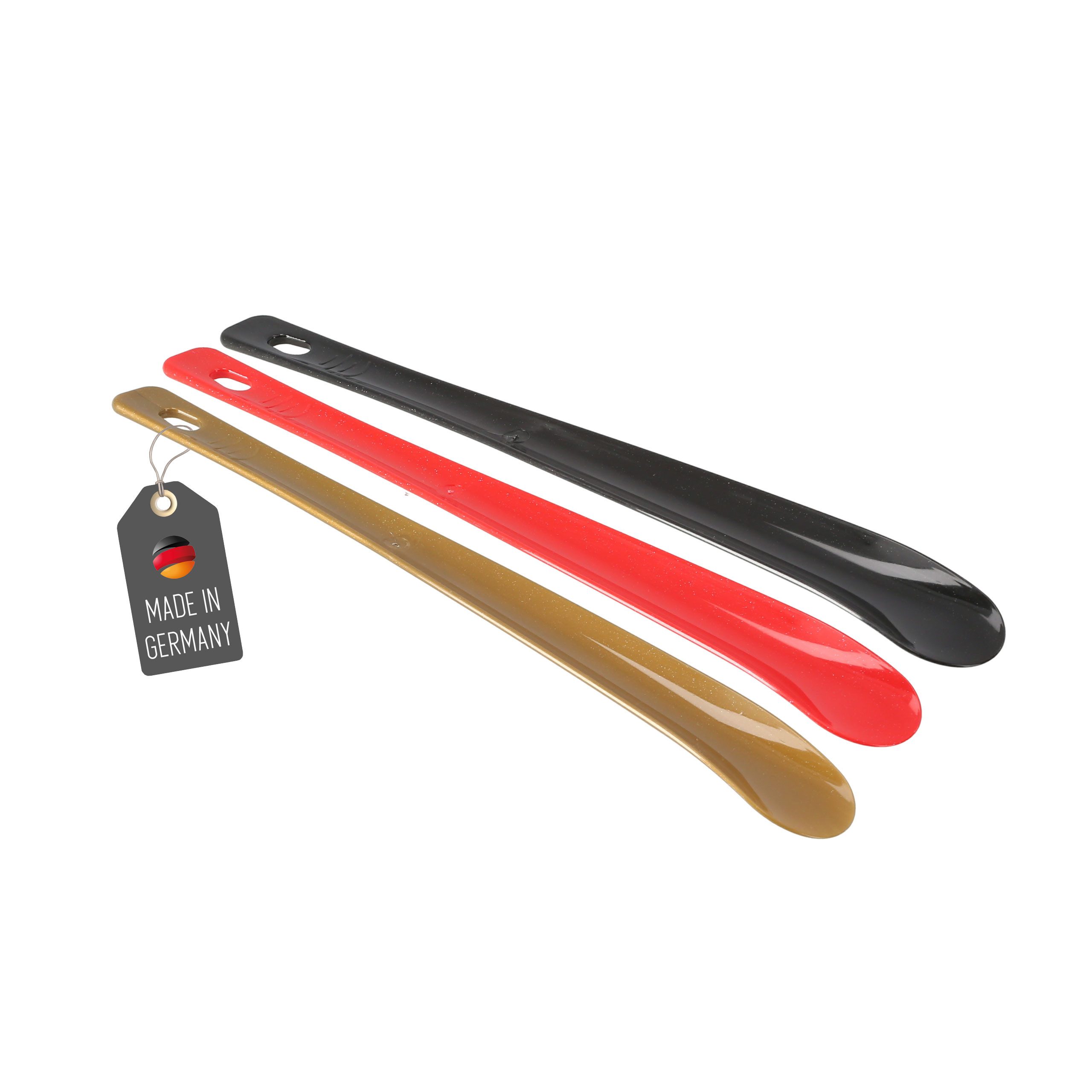 Lantelme Schuhlöffel 3 Stück Set 35cm Farbwahl Kunststoff Schuhanzieher Schuhanziehhilfe (3-tlg), Perfekt für Sneaker, Sportschuhe, Kinder Schuhe, Deutsche Herstellung