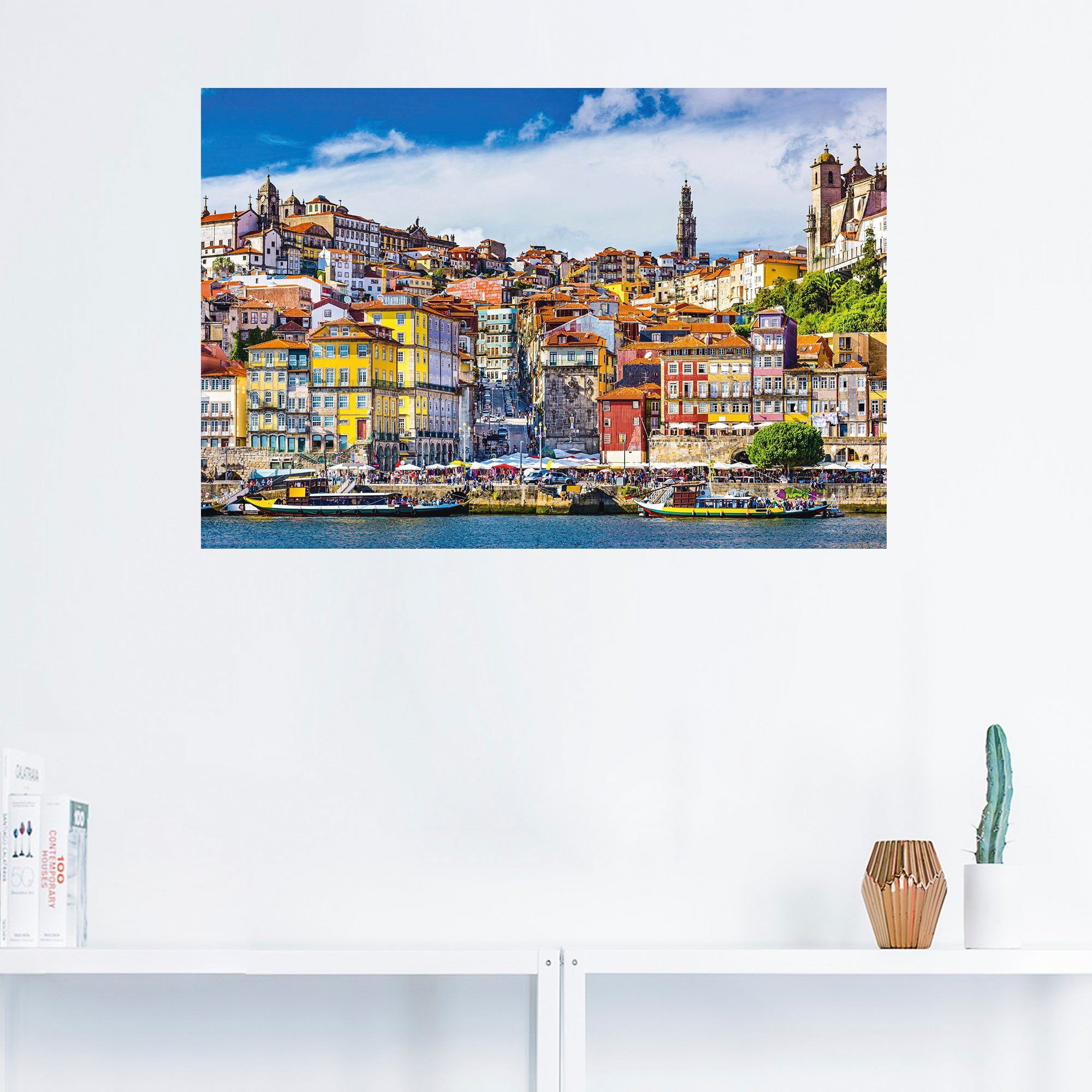 Artland Wandbild Farbiges Größen Europa Bilder von in Porto, Panorama oder St), Leinwandbild, (1 Alubild, Poster als Wandaufkleber versch