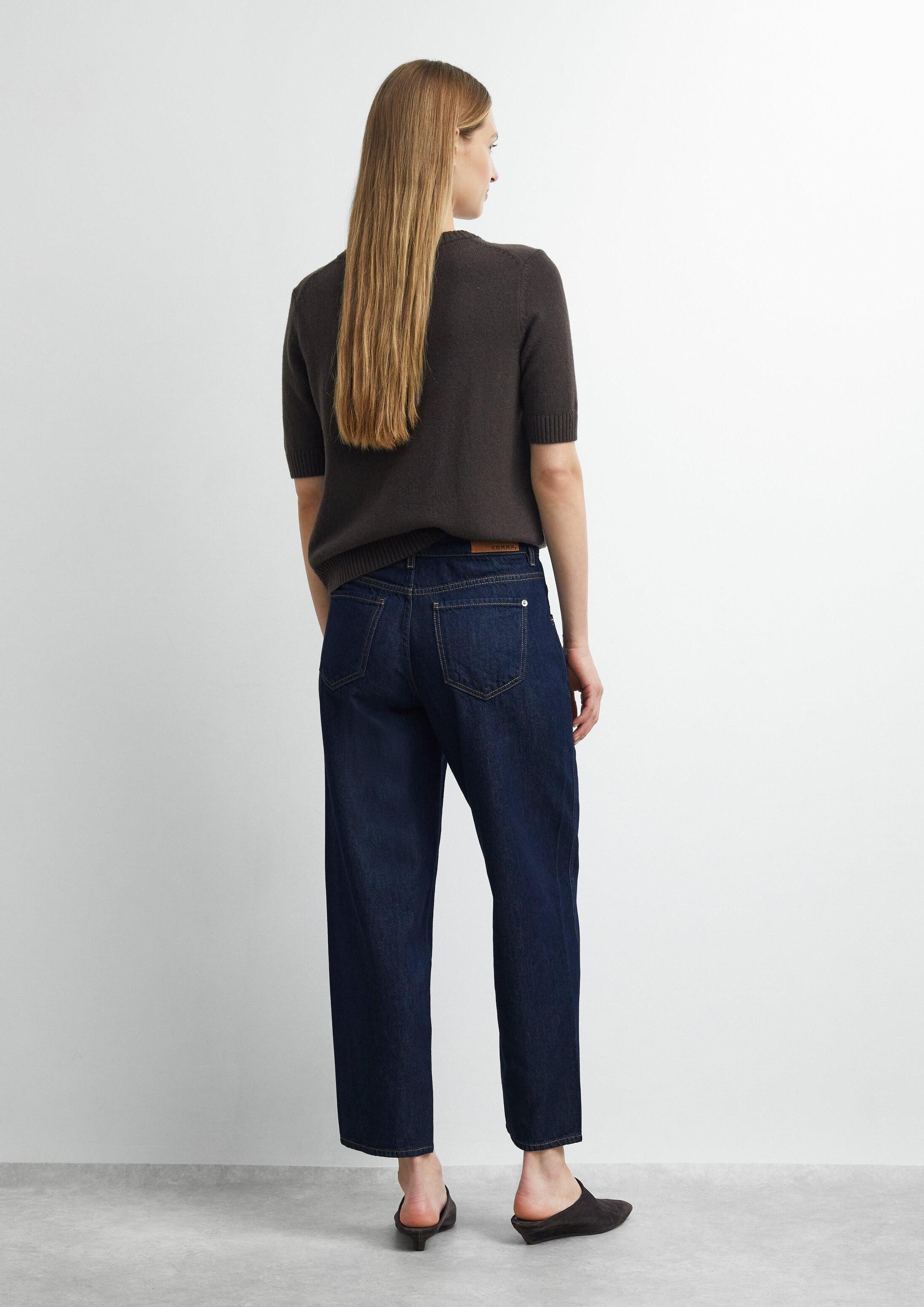 comma Weite Jeans Jeans-Hose LIV - Dark Denim mit Barrel Leg