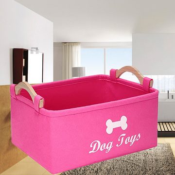 Lubgitsr Aufbewahrungsbox Filz Aufbewahrungsbox für Hundespielzeug,Organizer mit Holzgriff