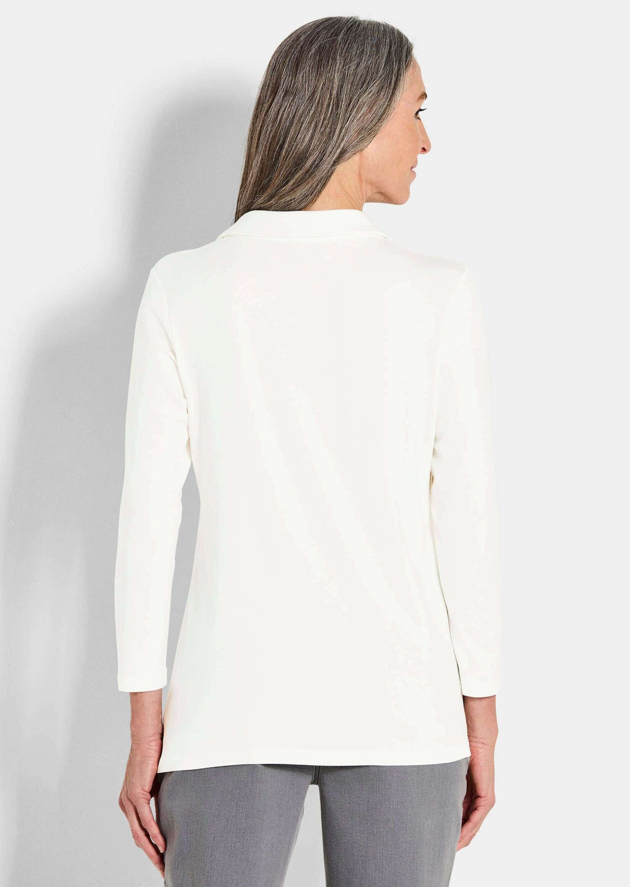 GOLDNER Longshirt Halbarm Blusenshirt mit Hemdkragen Feminine Bluse mit V-A günstig online kaufen