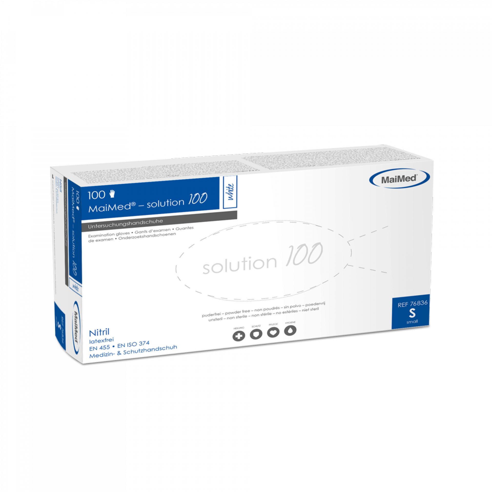 MaiMed Einweghandschuhe MaiMed® solution 100 white Einmalhandschuhe, Nitril 100 Stck.