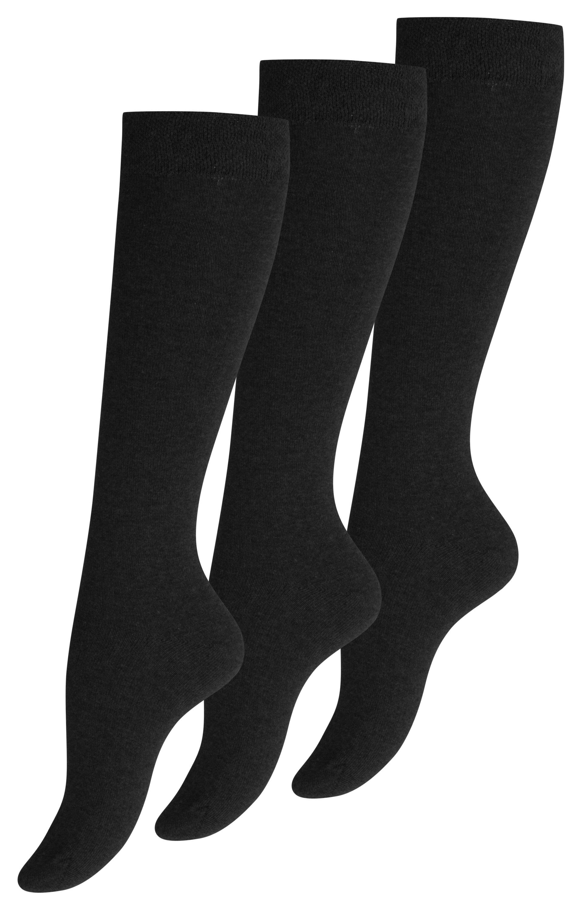 Handgekettelten im Zehenbereich Spitze in Yenita® Baumwollqualität, angenehmer Druckstellen (3-Paar) keine - Kniestrümpfe