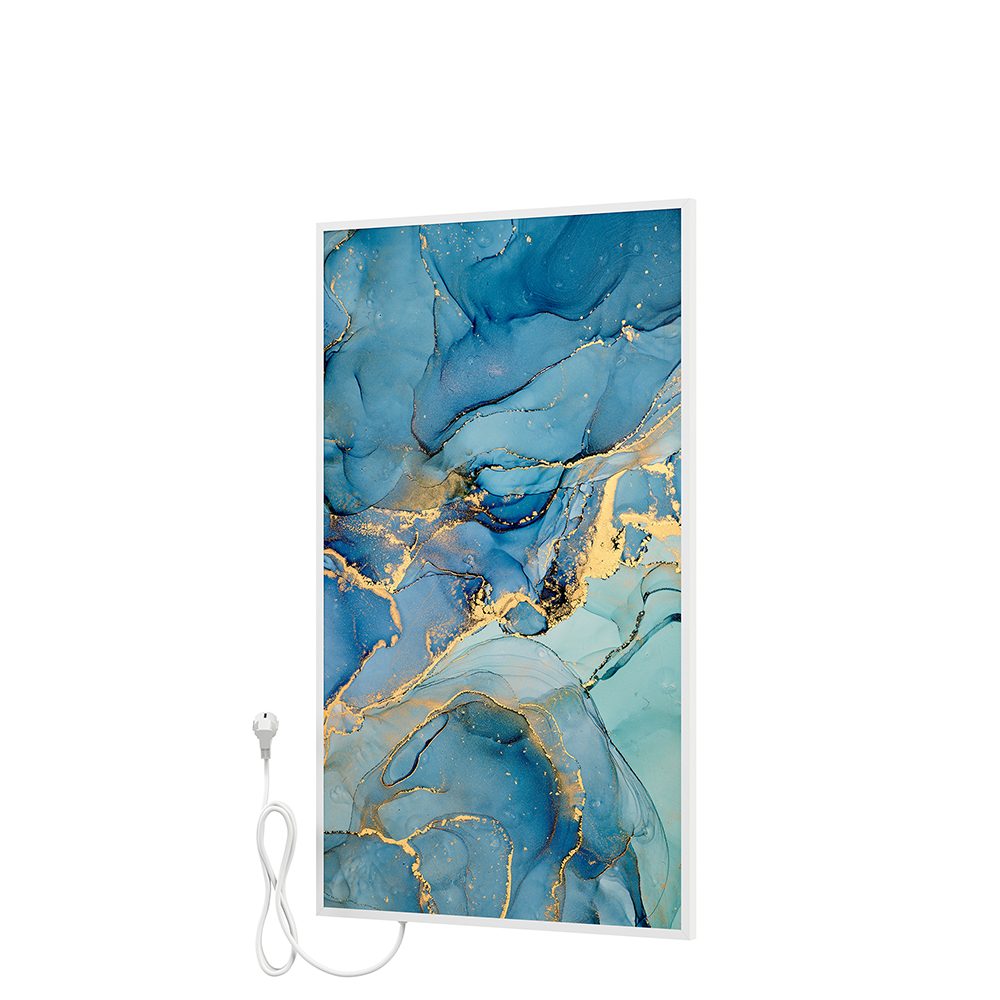 Bringer Infrarotheizung Bildheizung, Bild Infrarotheizung mit Rahmen, Motiv: Fluid Art Marmor Optik, blau
