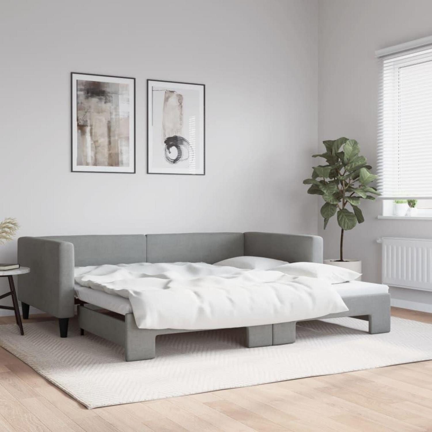 LuxusKollektion Schlafsofa Schlafsofa 2Sitzer Klappsofa 100 x 200 mit Bettkasten Hellgrau