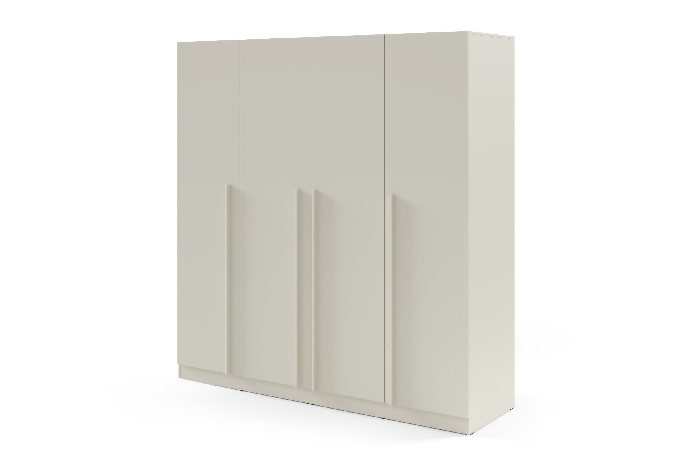 Deine Möbel 24 Kleiderschrank BRISSO BR1 200 cm 4-türig, Kaschmir matt, Eiche Cremona, Platingrau (ideal für Schalfzimmer & Ankleidezimmer, 1-St., Schubladen & Aufsatz optional) Kaschmir matt, Eiche Cremona, Platingrau
