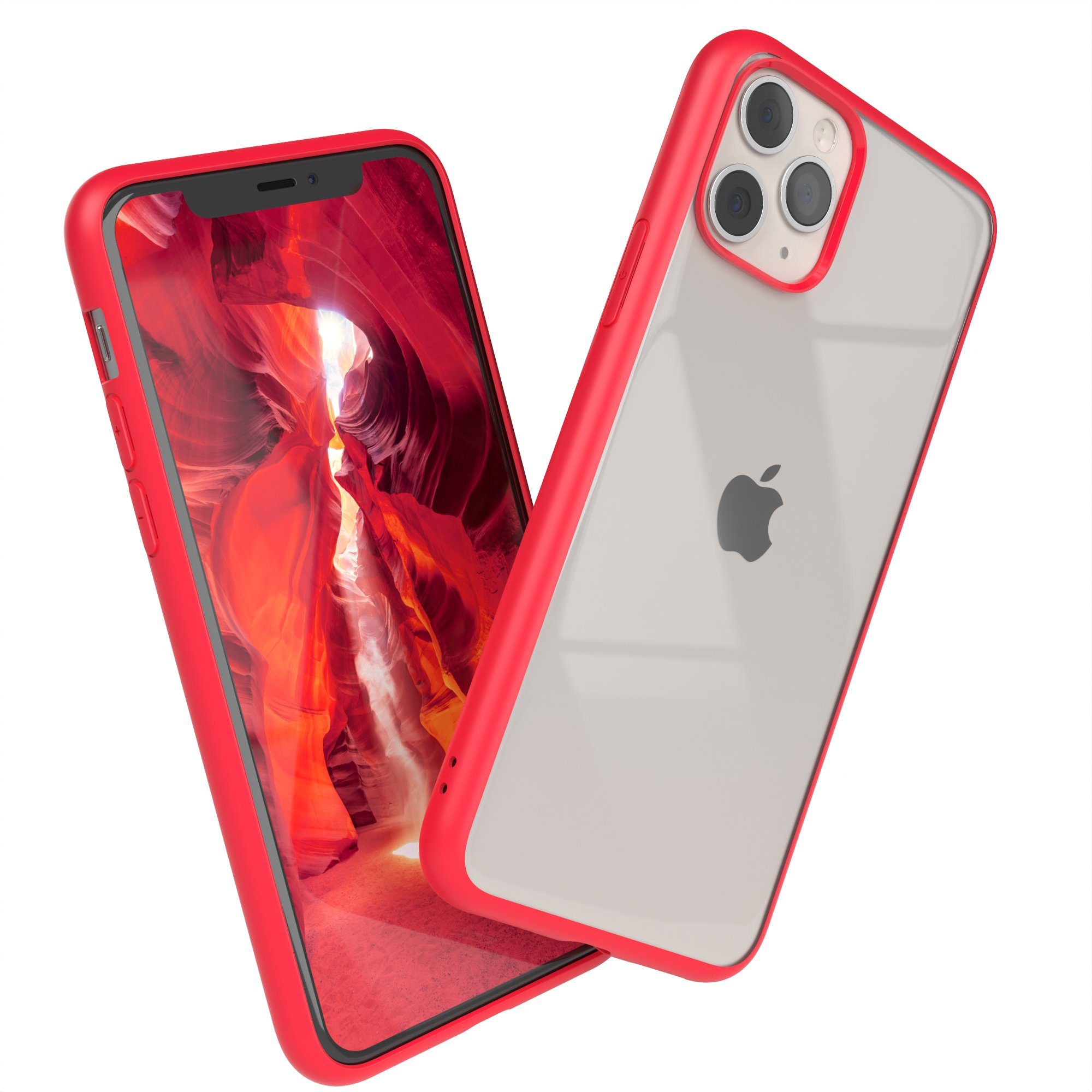 EAZY CASE Handyhülle Bumper Case für Apple iPhone 11 Pro 5,8 Zoll, Hülle Transparent Backcover kratzfest Slim Cover Durchsichtig Rot