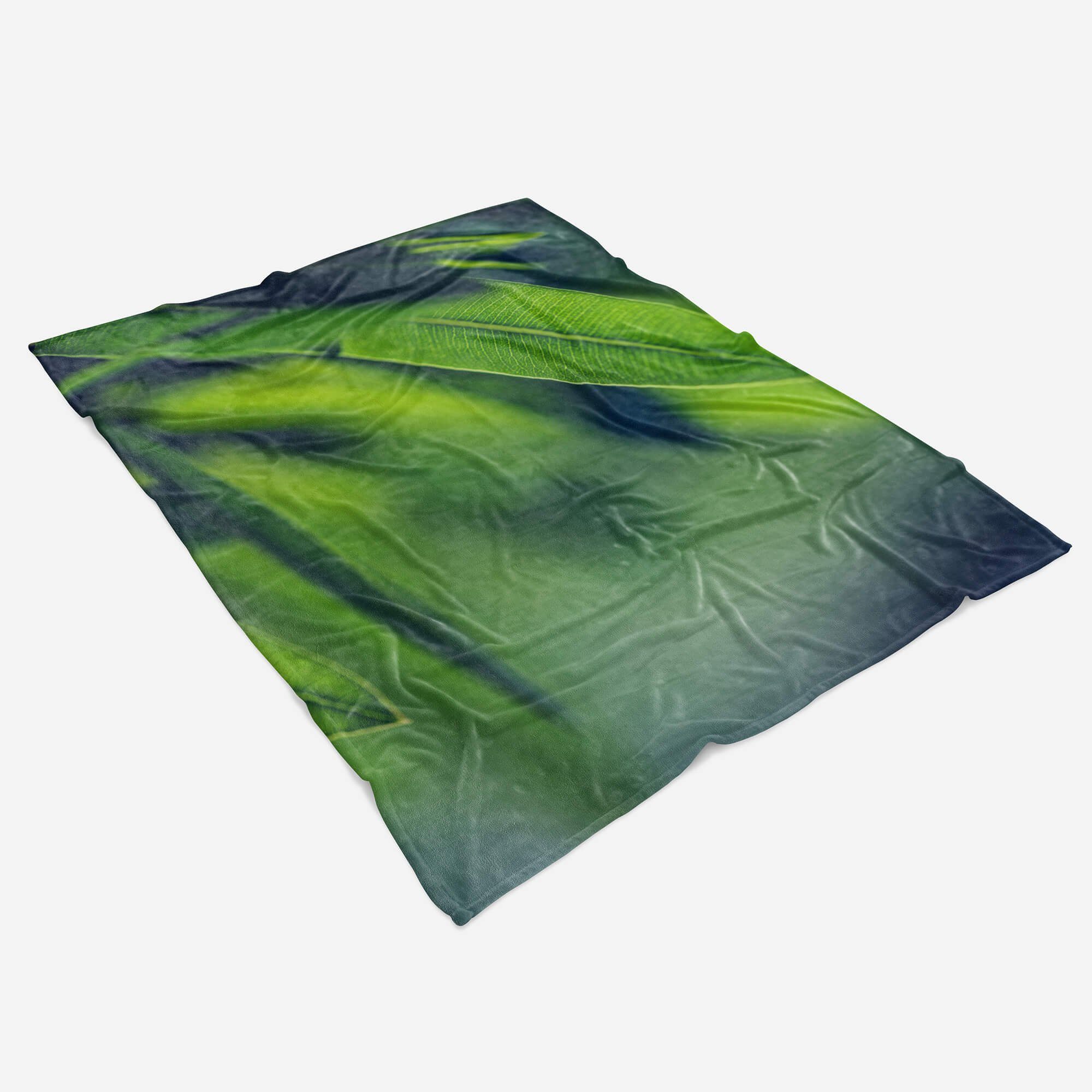 Handtuch Kuns, mit Grüne Fotomotiv Saunatuch Handtuch Handtücher Baumwolle-Polyester-Mix Strandhandtuch Blätter (1-St), Sinus Art Kuscheldecke