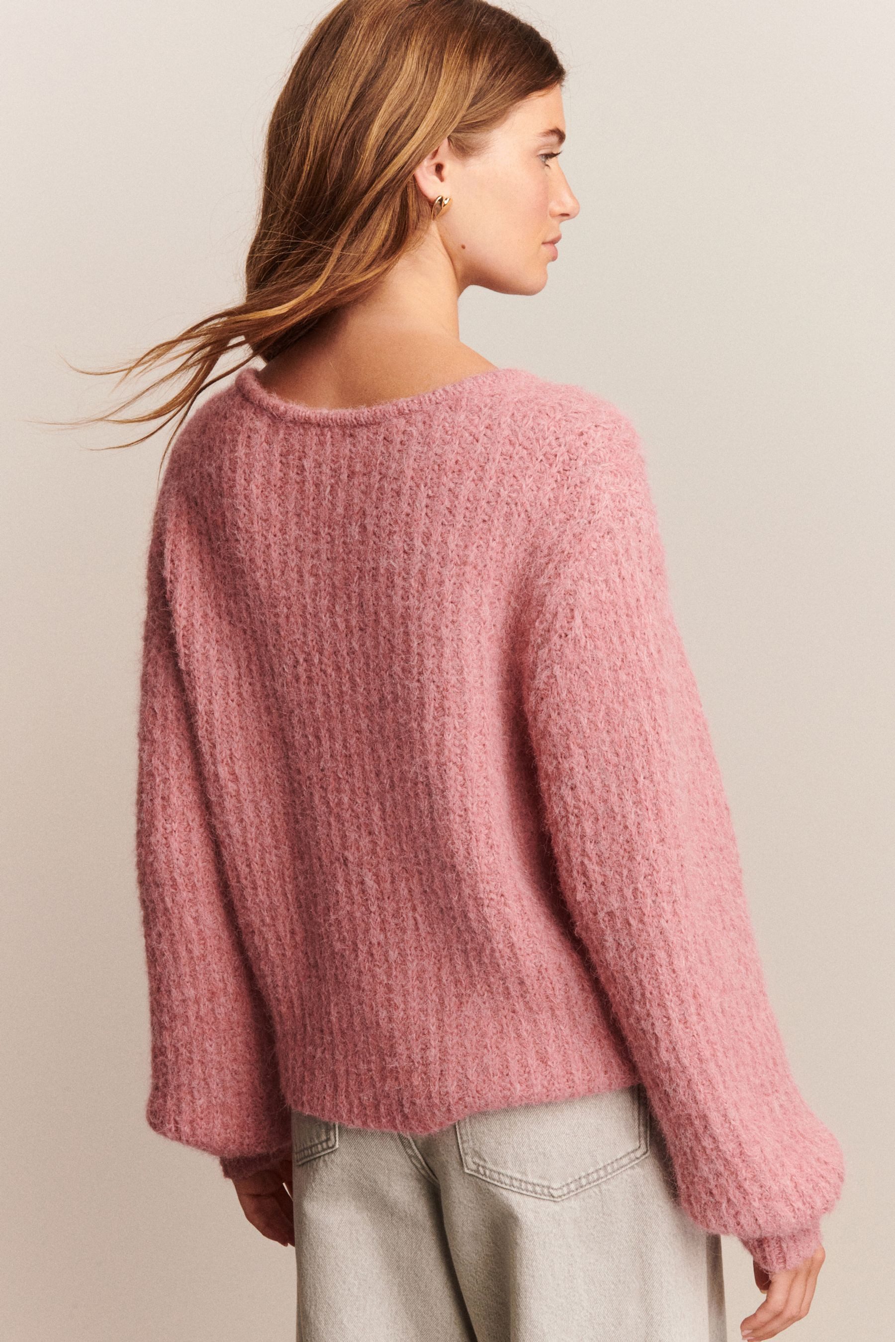 Next Strickjacke Relaxed Fit Strickjacke mit Kristallknopf (1-tlg) günstig online kaufen