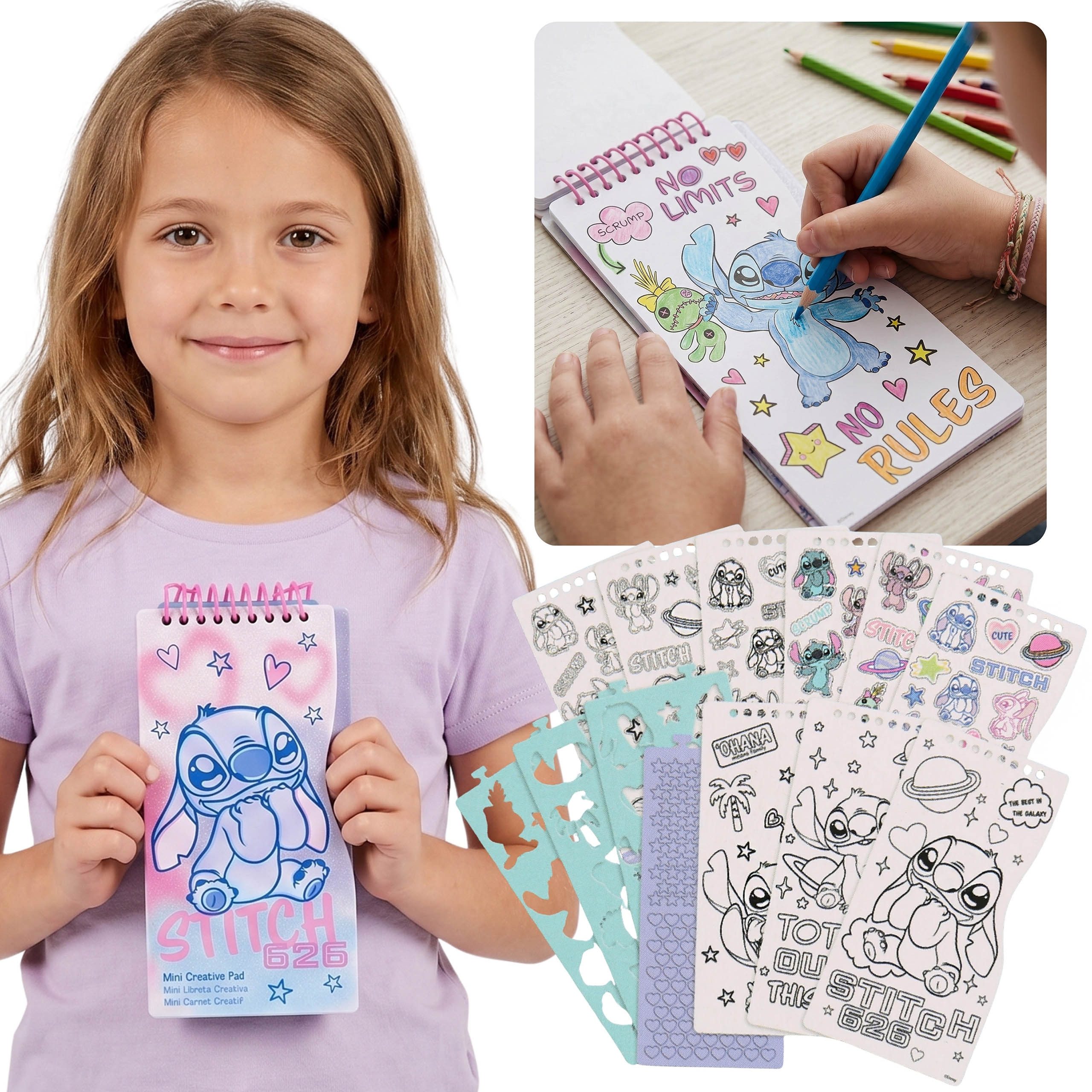 Disney Notizbuch Disney Stitch Kreativ-Notizbuch für Kinder, Mal-Set