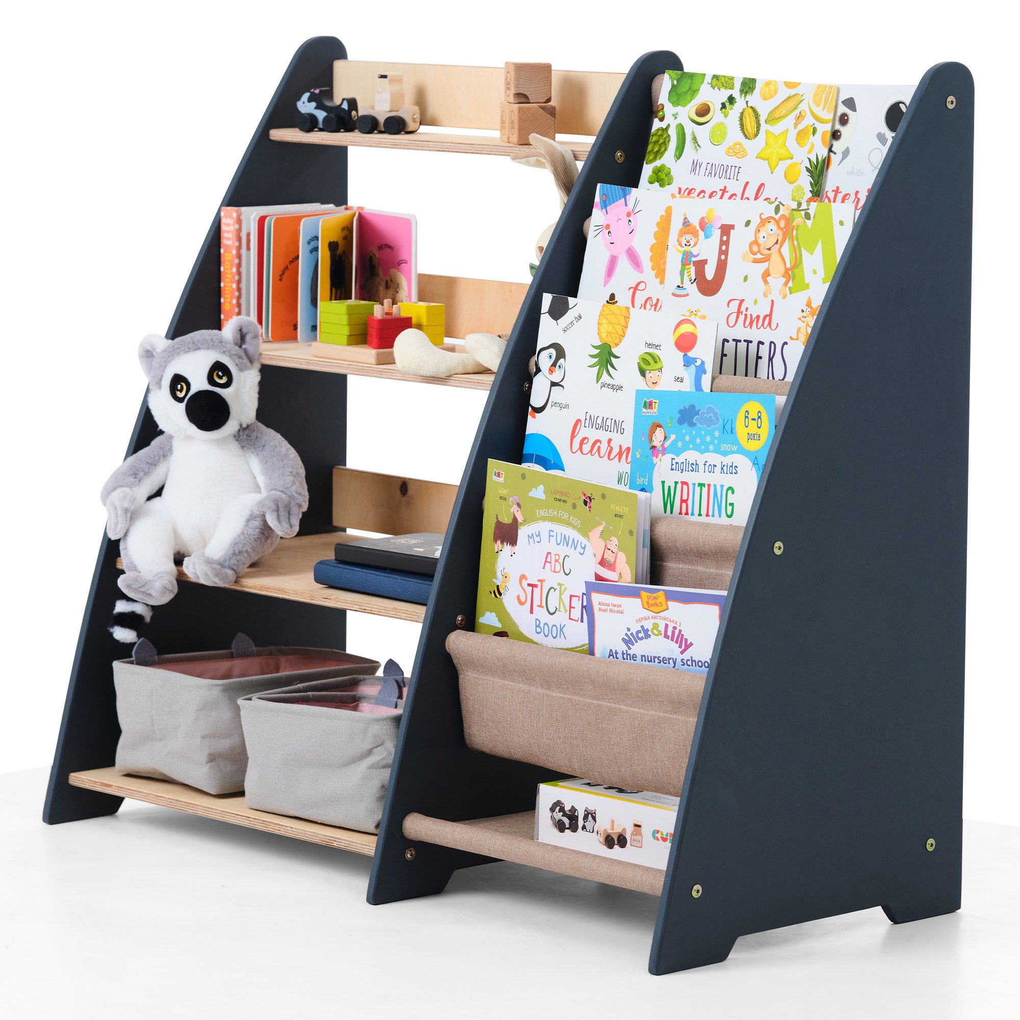 Goodevas Kinderregal Holz-Bücherregale Funktionaler Spielzeugorganisator fü günstig online kaufen