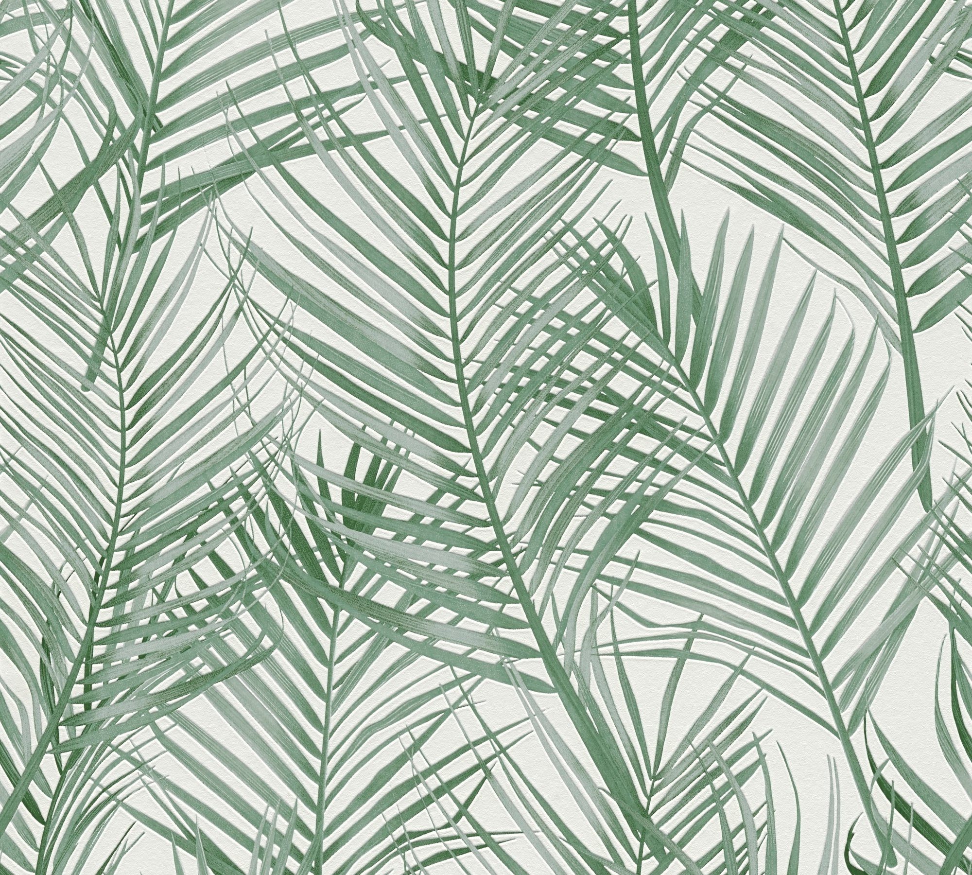 A.S. Création Vliestapete Attractive matt, Floral (1 Farntapete, St), pflanzen blätter 2 Grün Grün,Weiß strukturiert, strukturiert Blättertapete
