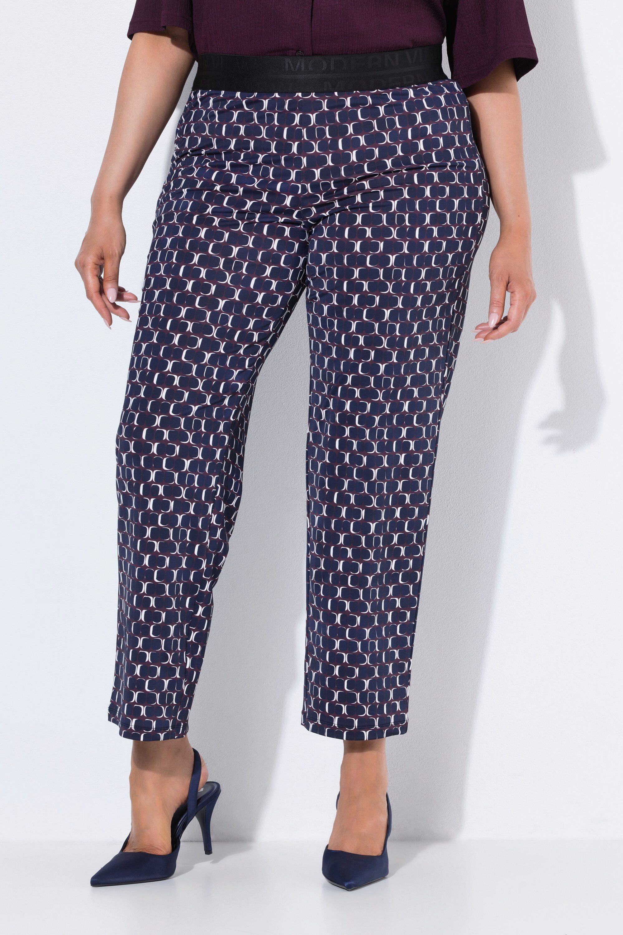 Ulla Popken Schlupfhose Jerseyhose Sienna bedruckt schmales Bein