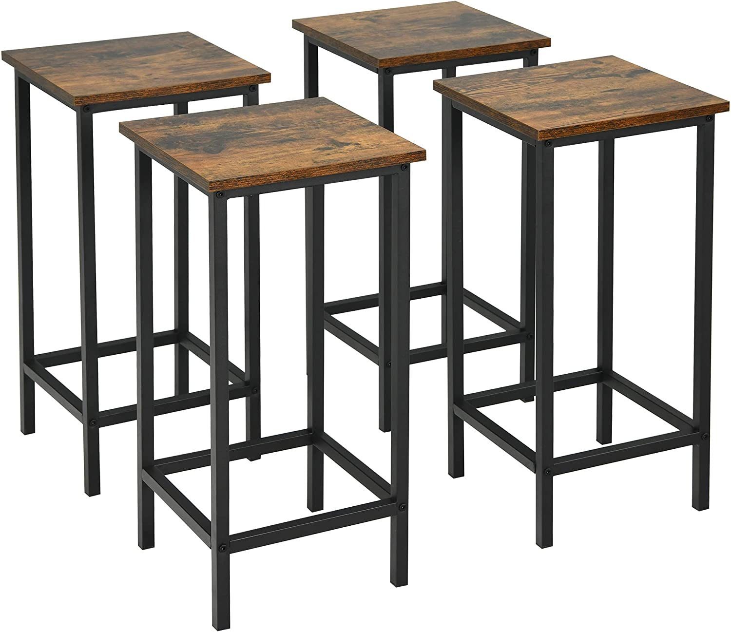 COSTWAY Barhocker (4 St), Vintage, mit Fußstütze, bis 100 kg, Sitzhöhe 72cm
