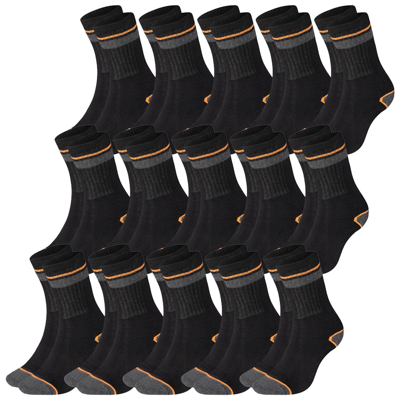 Black+Decker Sportsocken Work Heavy 10er Fabric Sparpack (15-Paar) im Paar 5er 15 15er (BX/CHS/1/X5/DEKC) Crew Grey/Black Arbeitssocken