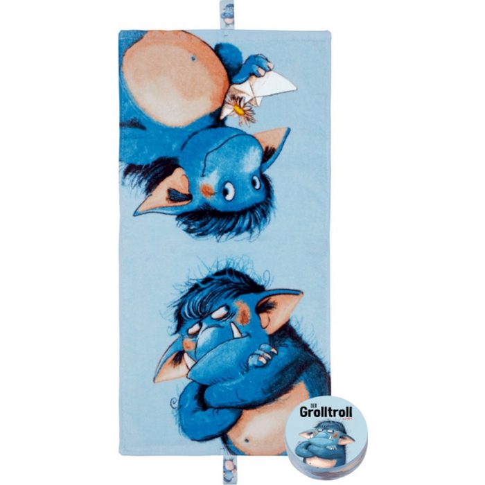 COPPENRATH DIE SPIEGELBURG Gästehandtuch Zauberhandtuch Grolltroll Kinderhandtuch blau 60 x 30 cm (1-St) In Form gepresstes Handtuch dass sich im Wasser entfaltet.