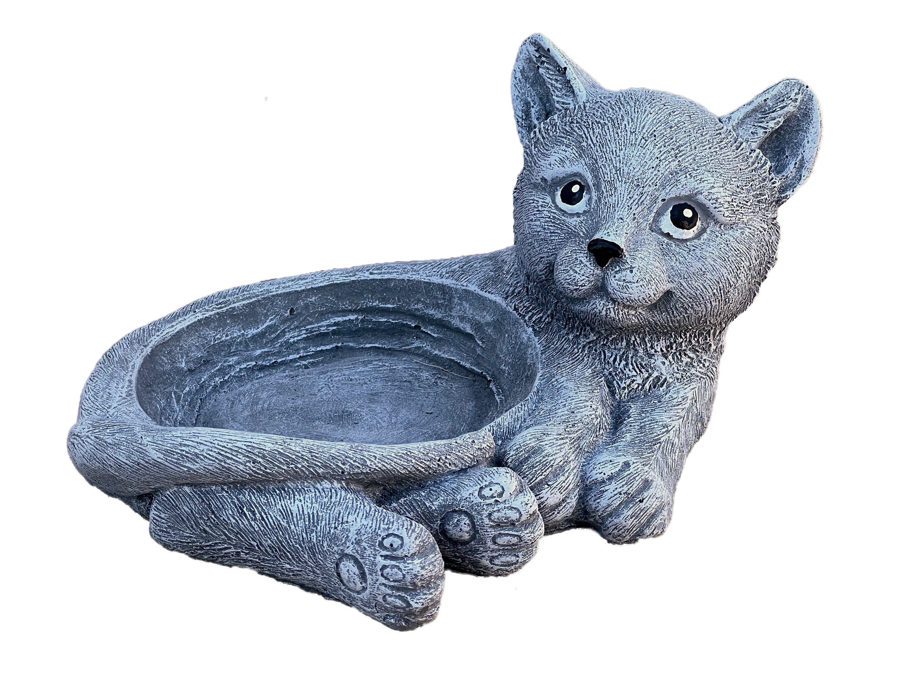 Stone and Style Gartenfigur Steinfigur Trinknapf Katze frostfest Steinguss