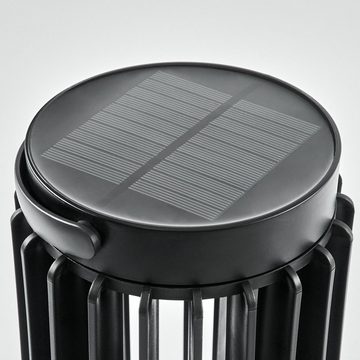hofstein LED Solarleuchte dimmbare Tischlampe für Außen aus Metall in Schwarz, LED fest integriert, 4000 Kelvin, mit Solarpanel, USB (Ladefunktion), Tastdimmer, Akku, 300 Lumen