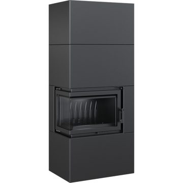 Kratki Kaminofen KAMINEINSATZ SIMPLE BOX 8 KW Ø 200 LINKS SCHWARZ, TÜRFEDER, BImSchV 2, (5-tlg)