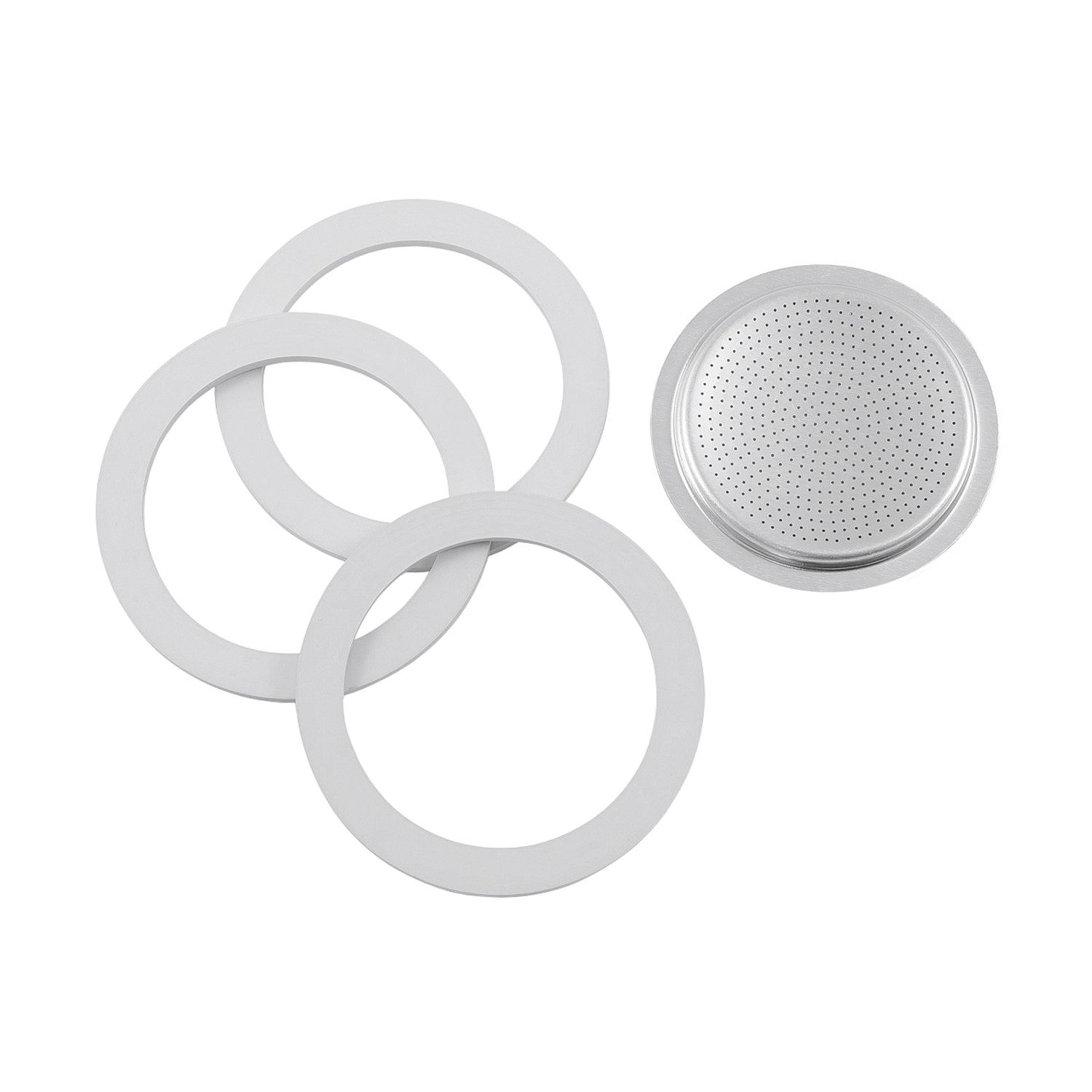 BIALETTI Dichtungsring Ersatzteilset für 6 Tassen, 4-teilig (1 Set) (4-St), 1 Filterplatte und 3 Dichtungsringe