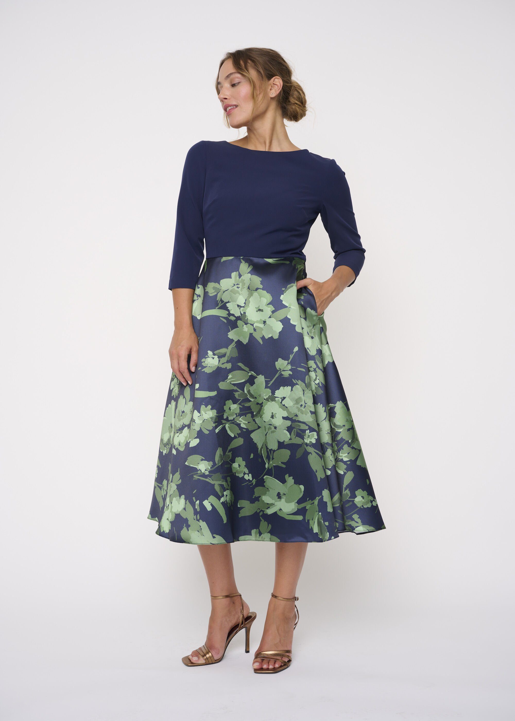 Kleo Abendkleid LONG SLEEVE mit JADE MULTI BEAUCOUP Blumenprint