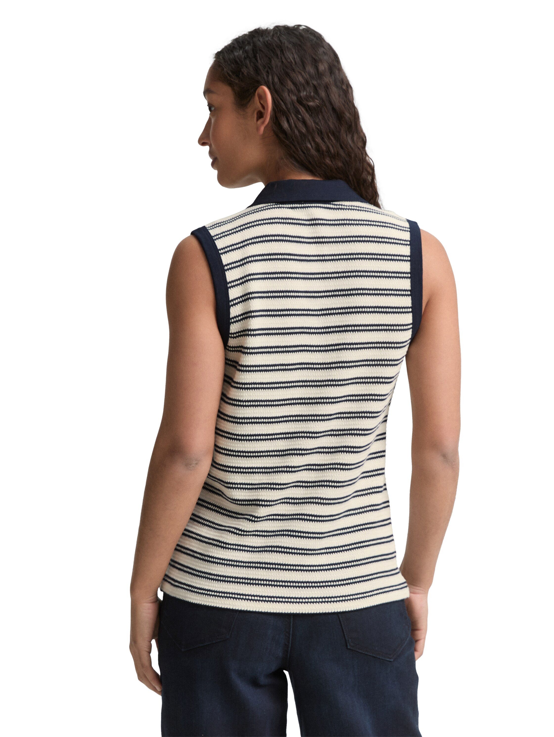 TOM TAILOR Stricktop in Streifen-Optik und mit Polokragen